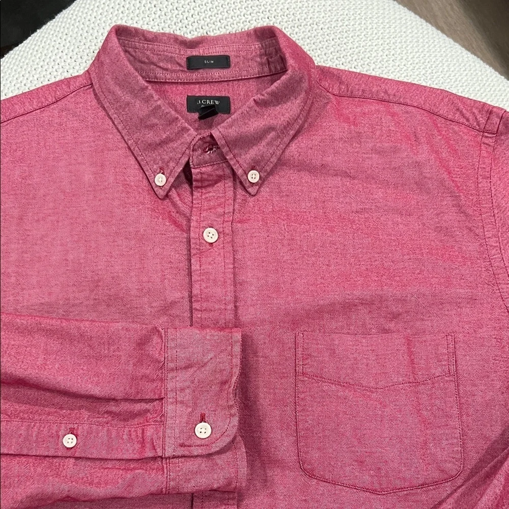 J. Crew Men's Red Casual Button-Down Shirt